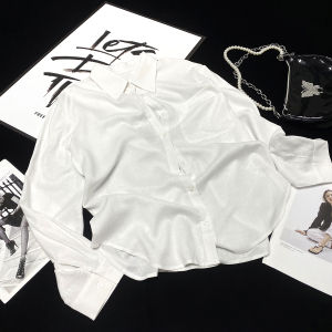 เสื้อเชิ้ตคอโปโลแขนยาวผ้าลินินผสมโพลีเอสเตอร์ CCA Oversize Loose Fit ทรงหลวม สไตล์ลำลอง สำหรับผู้หญิง