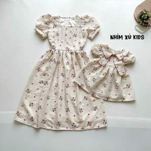 (4-64kg) Đầm Váy Mẹ Và Bé Hoa Nhí NHÍM XÙ KIDS Chất Đũi Xốp Cho Bé Gái Sơ Sinh - 8 Tuổi V069