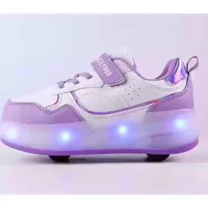 4 Wheel Roller Skate Shoes Kids Girls Flashing Light Shoes Led Light Luminous Sneakers Outdoor Casual Shoes for Women Sport