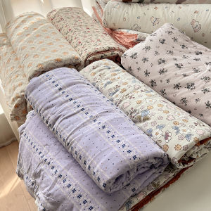 Large Size Pure Cotton Knitted Summer Quilt Air Conditioner Cover Double Bed Cartoon Print Cooling Blanket Bedding Summer Style