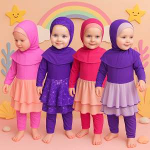 ZAWA Nala Kids Muslimah Swimwear Fullcolour - Baju Renang Anak Muslimah Hijab Sporty Remaja Perempuan