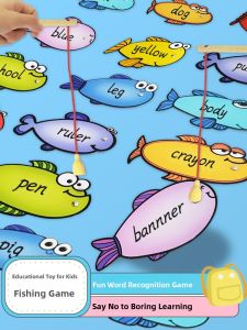 Erasable Fishing Game Cards Magnetic Fishing Rod Toy for Children Kindergarten English Classroom Teaching Aids Primary School