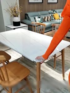 OUMANDI ผ้าคลุมโต๊ะ PVC ทนต่ออูนหภูมิสูง 2.5 มม สำหรับสตรีมีครรภ์ ถูกตรงกับอาหาร ไม่มีกลิ่น ความหนาเท่าที่สุด