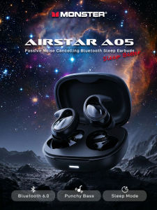 Monster A05 Passive Noise Canceling Sleeping Earbuds Bluetooth 6.0 Sleepbuds for Side Sleeper Deep Bass Wireless Sleep Earphones