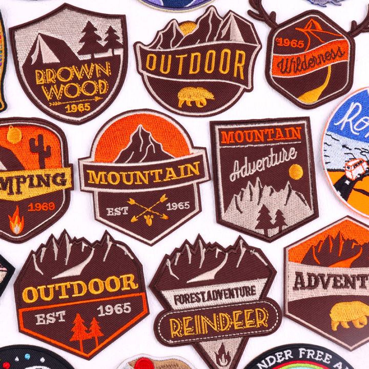 Wilderness Patches On Clothes Mountain Embroidered Patch Adventure Iron On Patches For Clothing Travel Patch Backpack Badges Sew