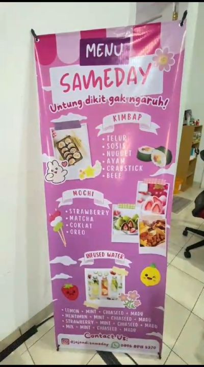 X Banner + Cetak Flexy Wisuda Ulang Tahun Custom X-Banner 60x160cm Spanduk Sempro Usaha Stand Poster