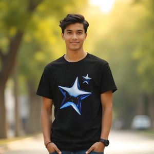 AlteruStore Baju Atasan Distro American Retro Style Motif BINTANG BIRU bahan 24s