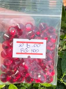 เพชร คริสตัล แก้ว พลอย สีแดง ทรงกลม 6 มม (50 เม็ด) SIAM RED RUBY BRILLIANT DIAMOND ROUND SHAPE