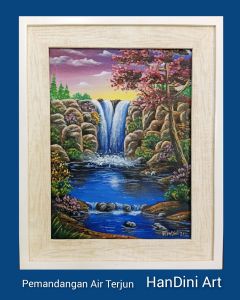Lukisan Cat Acrylic Ukuran Kanvas 30x40cm Pigora Minimalis Lebar Pigora 6cm Tebal 4cm Hiasan Dinding Pajangan Dinding Dekorasi Rumah Lukisan Pemandangan Danau Karya Pelukis HanDini