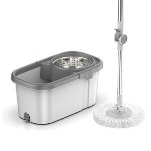 ชุด ไม้ม๊อบ Spin Mop ราคาที่สุด 3 ประเภท ไม้ถูพื้น + ถังปั่นสแตนเลส + ผ้าม็อบ