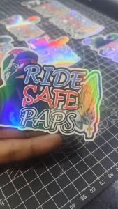 LAMINATED HOLOGRAM VINYL STICKER (RIDE SAFE PAPS) WATERPROOF FOR MOTORCYCLE/CAR/BIKE 2