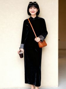 XIUMEI | Bộ Áo Sơ Mi Đen Phong Cách Trung Quốc Retro Elegance