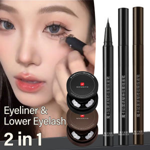 Dorisna ชุดอายไลเนอร์แบบ2 In 1กันน้ำแสตมป์ขนตาล่างอายไลเนอร์สีน้ำตาลดำ