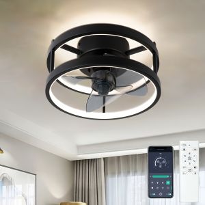 Modern simple ceiling fan light LED remote control dimmable silent ceiling fan with light home kitchen lighting fixtures