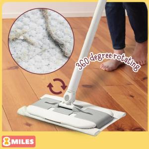 Wet & Dry Mop 360deg Free Rotating Sweep Dust Hair Pet Fur Disposable Wet Wipe Electrostatic Dry Wipe Adjustable Handle by 8miles