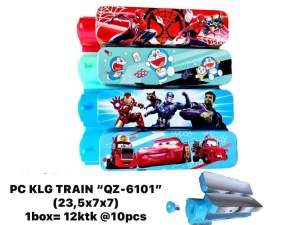 Tempat Pensil Kaleng Train Plus Serutan QZ 6101 Superhero Cars