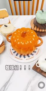 Pumpkin soup bowl ceramic soup bowl with lid creative home soup bowl 500ml large soup bowl