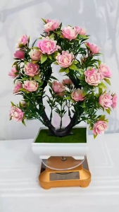 Artificial Plant Bonsai Artificial Flower Rose Plastic Potted Indoor Home Desktop Decoration Living Room Bedroom Office