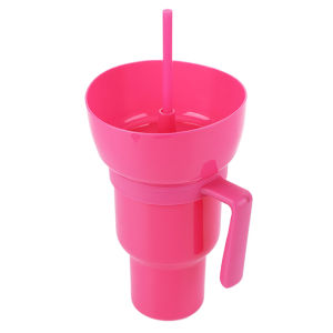 1000ML 2 In 1 Snack Cups with Straw Leak-Proof Snack & Drink Cup Popcorn Beverage Cup Water Bottle For Kids Cinema Home Travel