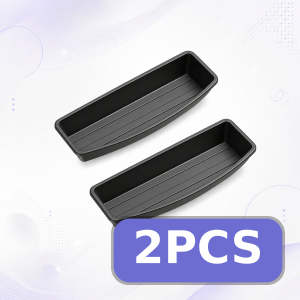 Under Seat Storage Tray for Car Black Plastic Organizer Long Deep Non-Slip Box for Umbrella Tissues Water Cables and Tools