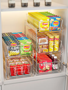 Acrylic Transparent Kitchen Cabinet Storage Drawer Style Organizer Shelf Snack Rack Multi-layer Desktop Storage Rack