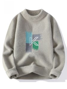 ROMON | เสื้อสเวตเตอร์ถักนิตติ้งลำลองสำหรับผู้ชาย แขนยาว ปกกลม เสื้อสวมหัว อบอุ่น แฟชั่นฤดูหนาว ผ้าโพลีเอสเตอร์ น้ำหนักเบา คอกลม