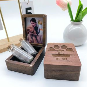 Cá nhân làm bằng tay tưởng niệm thú cưng gỗ hộp sưu tập với tên và hình ảnh-Có thể giữ bình đựng trang trí Thú Cưng lông thú cưng răng thú cưng vật nuôi móng tay