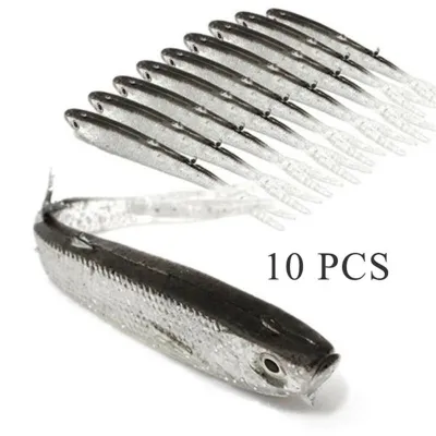 10pcs/Lot Soft Bait Fish Swimbait Fork Tail With Hook& Without Hooks Fishing Lure Artificial Silicone Bait Fishing Tackle Goods