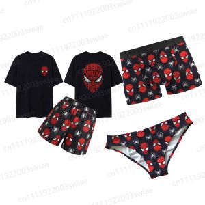 Hot Toys | 2026 New Summer Couples Matching Spider Classic Logo Pajama Set Black Red His Hers Loungewear Underwear For Adult/Kids tee