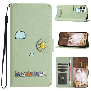 Leather Cat Cute Phone Wallet Case Book For iPhone 16 15 14 13 12 11 Pro Max XS X XR SE 7 8 Plus Protective Card Slot Flip Cover