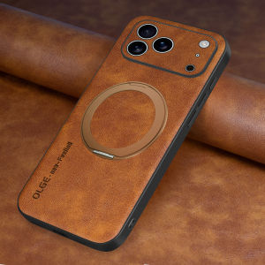 szhaiyu | For Magsafe Magnetic Holder Leather Phone Case for IPhone Air 17 16 13 15 14 11 12 Pro Max Plus 17E 16E Wireless Charging Cover