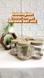 TOPLES DAUN PERMATA ISI 6 - Toples Kue Kering /Toples Set Nampan /Toples Kristal Lebaran Aesthetic