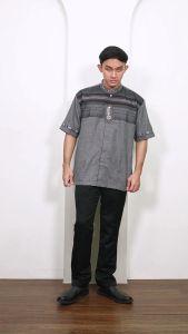Kemko Pria / Baju Koko Pria / Baju Muslim Dewasa / Pakaian Muslimin / Atasan Kemko Pria (BONUS DUS) Bahan Songket Warna Abu-abu Bagus Halus Tebal 19D243527
