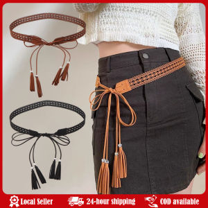 Vintage Ethnic Style Handwoven Waist Rope Womens Dress Decorative Waist Chain Versatile Bohemian Y2K Belt National Wind Braided Thin Belt Women Decorative Dress New Summer Waist Rope With Simple Belt Woven Folk Art Waist Rope Female Korean Version