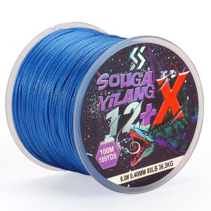 Sougayilang | Sougayilang X12 100m Braided Line 5 Color 18-80LB Multifilament Carp Fishing Wire Japanese PE Braided Line Accessorie Pesca