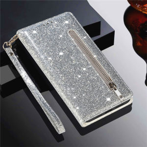 Zipper Glitter Leather Case for Samsung Galaxy A17 A16 A36 A15 A05S A14 A34 A54 A13 A23 A33 A53 A73 A52 A72 Wallet Phone Cover