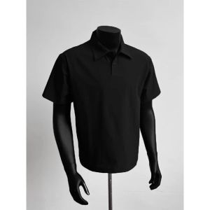 Áo Thun Cổ Polo American Heavyweight Màu Đen Tay Ngắn Cho Nam Mùa Hè Thời Trang Trẻ Trung Cổ Bẻ Tay Lửng Thường Ngày Bằng Polyester