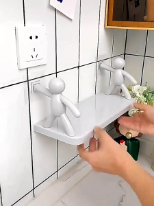 Creative Plastic Wall Hanging Bathroom Corner Shelf Storage Rack Kitchen Rack Adhesive Wall Organize Storage Rack