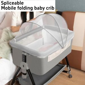1 year warranty Baby Cot Baby Crib Foldable Cradle Rocking Cradle Katil Baby Mosquito Nets Newborn Baby Bed 婴儿拼接床