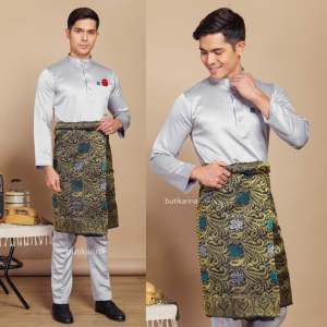 BAJU MELAYU SLIM FIT KELABU SILVER GREY PREMIUM EDITION