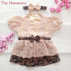 Kebaya Anak Bayi 6 Bulan Setelan Kutubaru Cream Encim Betawi Brukat Batik Free Bando