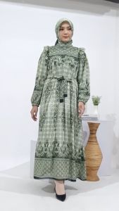 Aqima Dress Free Pashmina Gamis Wanita Terbaru Bahan Ceruty Motif Busui Friendly By AQMAR ID