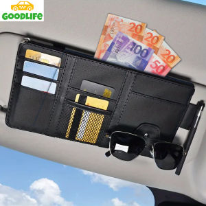 Car Sun Visor Organizer Leather Auto Truck Visor Storage Organizer with Multi Pocket Pouch and Accessories Organizer Holder for Card File Document Cash