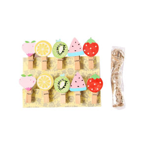 10pcs 35x7mm DIY Cartoon Fruit Wood Clothes Pegs Clothespin Clips Office Party Decoration Accessories Photo Hanging Pegs