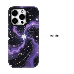 Potdemiel | Ốp Lưng Aurea Matte Bumper Magsafe Cho iPhone Chống Sốc PC Cứng Thiết Kế Xoáy Sao Màu Tím Tương Thích Với Nhiều Mẫu Máy