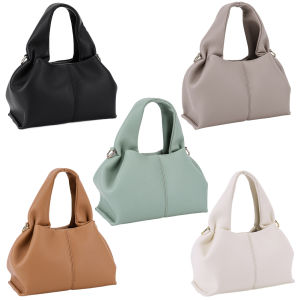 Yaababy Soft Cloud Bag Solid Color Fashion Handbag with Removable Strap Retro Crossbody Bag PU Leather Top Handle Bag for Women