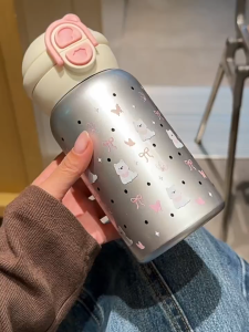 316 Stainless Steel Kids Water Bottle with Straw 480ML Vacuum Insulated Flask Student Thermos