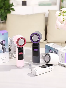 Digital Display Electric Fan Summer Ice Cooling Fan Wind Speed Adjustable Foldable Hanging Neck Small Turbo Fan USB Rechargeable