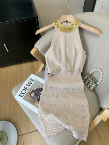 Elegant French Knitted Wrap Dress Womens New Style Slimming High Waist Ball Gown Elastic Mid-Length Skirt No Brand Registration