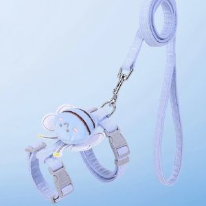 Cat Harness Leash Collar Set Adjustable Cartoon Bee Double Layer Dog Harness for Small Medium Pet Collar Leash Outdoor Walking